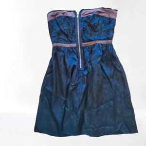 Free People  black with brown detail strapless mini dress Size 2